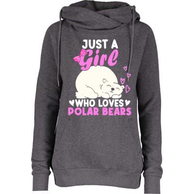 Girl Who Loves Polar Bear | North Pole | Cute Polar Bear Womens Funnel Neck Pullover Hood