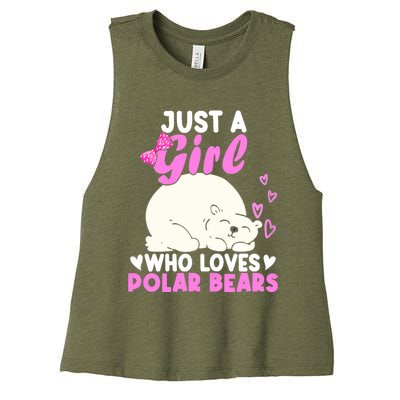 Girl Who Loves Polar Bear | North Pole | Cute Polar Bear Women's Racerback Cropped Tank