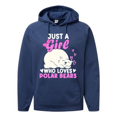 Girl Who Loves Polar Bear | North Pole | Cute Polar Bear Performance Fleece Hoodie