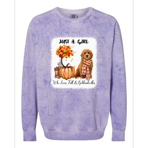 Girl Who Loves Fall And Goldendoodles Gift Colorblast Crewneck Sweatshirt