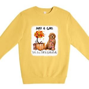 Girl Who Loves Fall And Goldendoodles Gift Premium Crewneck Sweatshirt