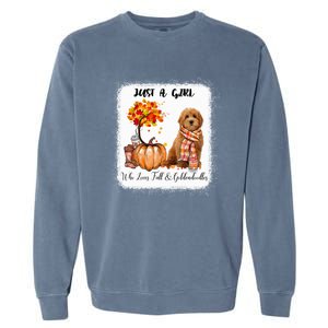 Girl Who Loves Fall And Goldendoodles Gift Garment-Dyed Sweatshirt