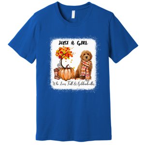 Girl Who Loves Fall And Goldendoodles Gift Premium T-Shirt