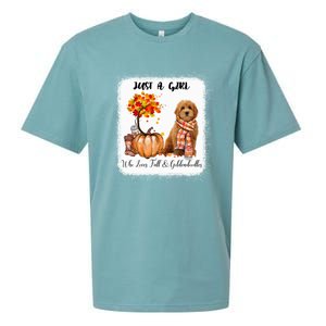 Girl Who Loves Fall And Goldendoodles Gift Sueded Cloud Jersey T-Shirt