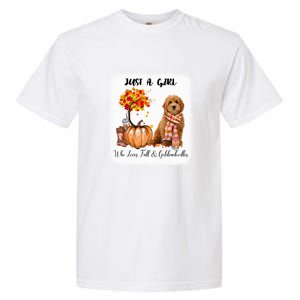 Girl Who Loves Fall And Goldendoodles Gift Garment-Dyed Heavyweight T-Shirt