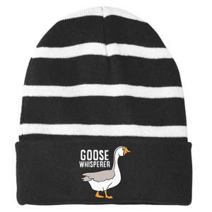 Goose Whisperer Love Goose Bird Lover Gift Funny Goose Striped Beanie with Solid Band