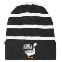 Goose Whisperer Love Goose Bird Lover Gift Funny Goose Striped Beanie with Solid Band