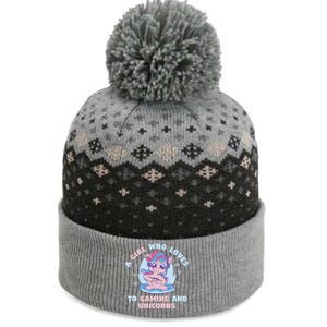 Gaming Who Loves Gaming And Unicorns Mythical Gift The Baniff Cuffed Pom Beanie