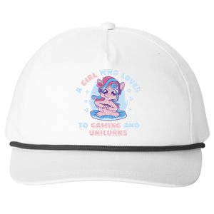 Gaming Who Loves Gaming And Unicorns Mythical Gift Snapback Five-Panel Rope Hat