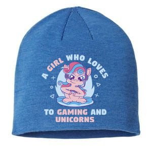 Gaming Who Loves Gaming And Unicorns Mythical Gift Sustainable Beanie