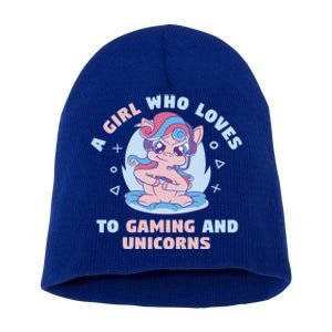 Gaming Who Loves Gaming And Unicorns Mythical Gift Short Acrylic Beanie