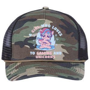 Gaming Who Loves Gaming And Unicorns Mythical Gift Retro Rope Trucker Hat Cap