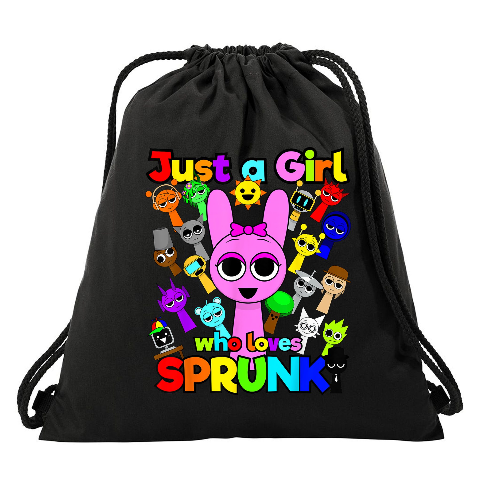 Girl who loves Sprunki for Birthday Decoration Wenda Pinki  Drawstring Bag