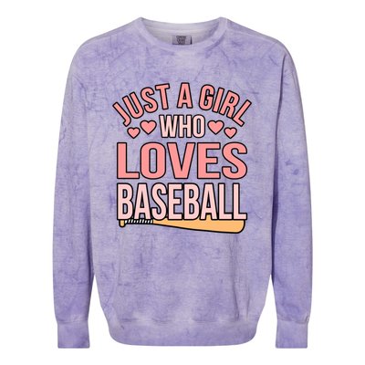 Girl Who Loves Baseball Sports Player Lover Coach Graphic Gift Colorblast Crewneck Sweatshirt