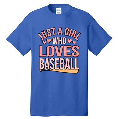 Girl Who Loves Baseball Sports Player Lover Coach Graphic Gift Tall T-Shirt