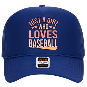 Girl Who Loves Baseball Sports Player Lover Coach Graphic Gift High Crown Mesh Back Trucker Hat