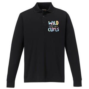 Girls Wild Like My Curls Funny Curly Hair Le Tie Dye Performance Long Sleeve Polo