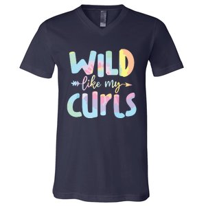 Girls Wild Like My Curls Funny Curly Hair Le Tie Dye V-Neck T-Shirt