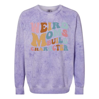 Groovy Weird Moms Build Character, Overstimulated Mom Colorblast Crewneck Sweatshirt