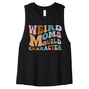 Groovy Weird Moms Build Character, Overstimulated Mom Women's Racerback Cropped Tank