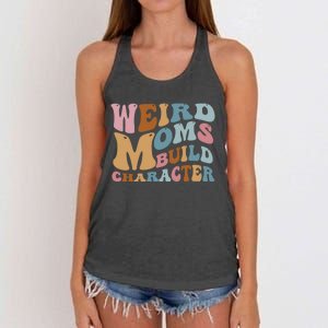 Groovy Weird Moms Build Character, Overstimulated Mom Women's Knotted Racerback Tank