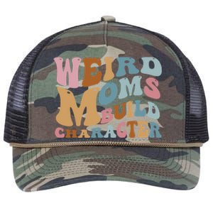 Groovy Weird Moms Build Character, Overstimulated Mom Retro Rope Trucker Hat Cap