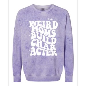 Groovy Weird Moms Build Character, Overstimulated Mom Colorblast Crewneck Sweatshirt