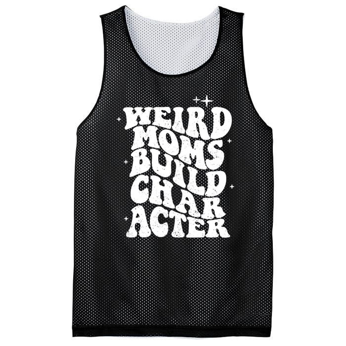 Groovy Weird Moms Build Character, Overstimulated Mom Mesh Reversible Basketball Jersey Tank