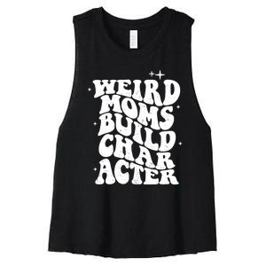 Groovy Weird Moms Build Character, Overstimulated Mom Women's Racerback Cropped Tank