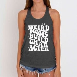 Groovy Weird Moms Build Character, Overstimulated Mom Women's Knotted Racerback Tank