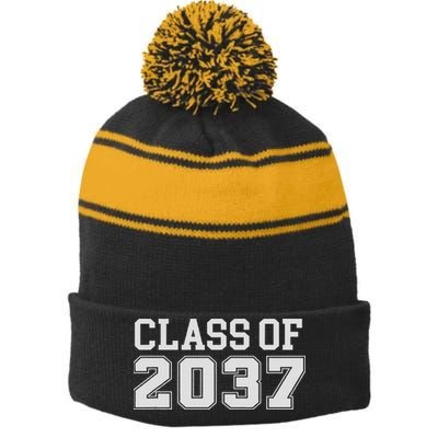 Grow With Me Class Of 2037 Kindergarten To Graduation Stripe Pom Pom Beanie