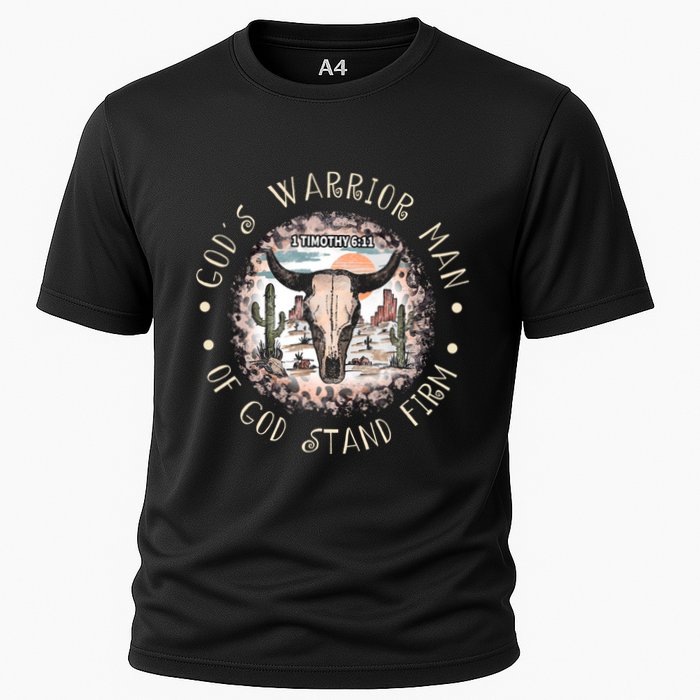 God&39;S Warrior Man Of God Stand Firm Bull Skull Desert Cooling Performance Crew T-Shirt