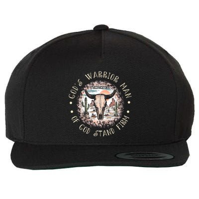 God&39;S Warrior Man Of God Stand Firm Bull Skull Desert Wool Snapback Cap