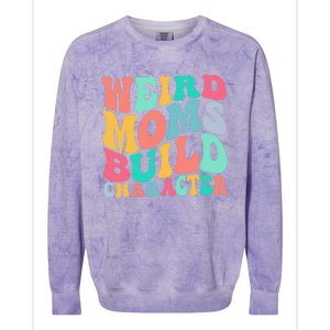 Groovy Weird Moms Build Character, Overstimulated Mom Colorblast Crewneck Sweatshirt