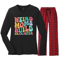 Groovy Weird Moms Build Character, Overstimulated Mom Women's Long Sleeve Flannel Pajama Set 