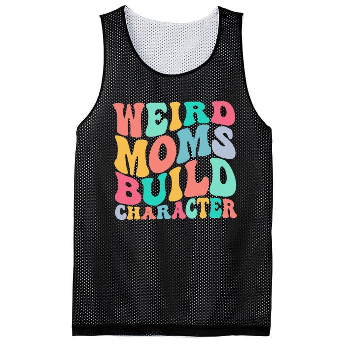 Groovy Weird Moms Build Character, Overstimulated Mom Mesh Reversible Basketball Jersey Tank