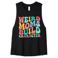 Groovy Weird Moms Build Character, Overstimulated Mom Women's Racerback Cropped Tank