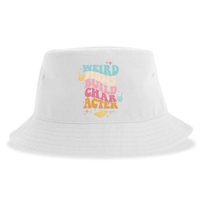 Groovy Weird Moms Build Character, Overstimulated Mom Sustainable Bucket Hat