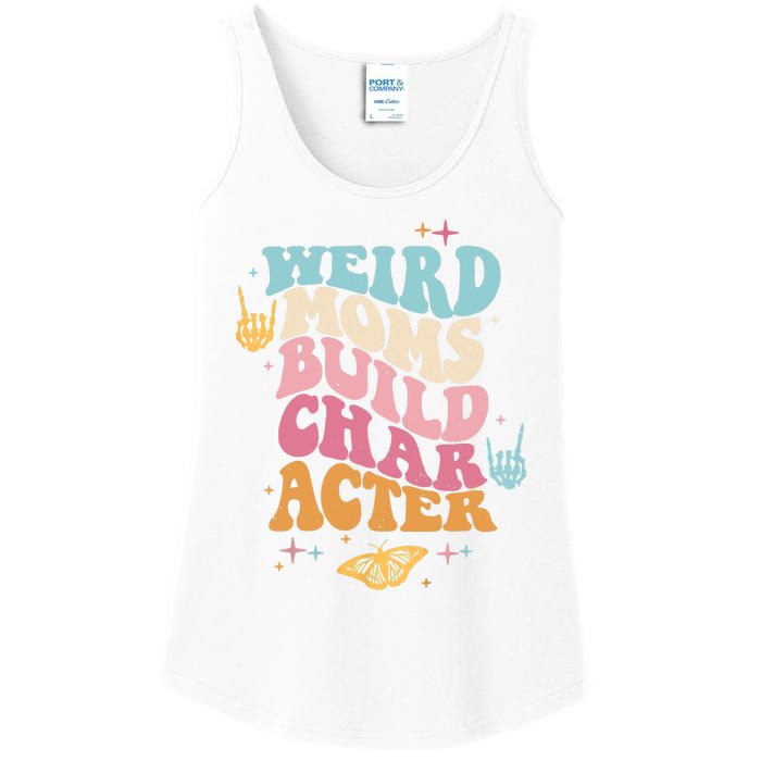 Groovy Weird Moms Build Character, Overstimulated Mom Ladies Essential Tank