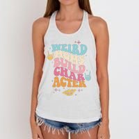 Groovy Weird Moms Build Character, Overstimulated Mom Women's Knotted Racerback Tank