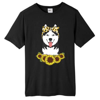 Girl Women Mom Siberian Husky Dog Sunflower Puppy Lover Tall Fusion ChromaSoft Performance T-Shirt