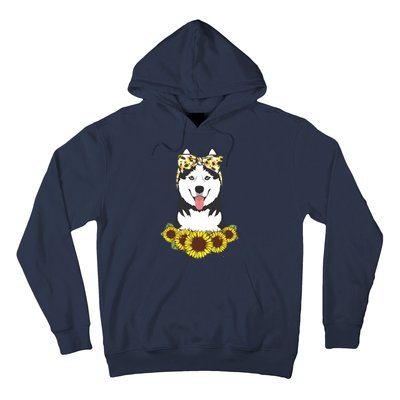 Girl Women Mom Siberian Husky Dog Sunflower Puppy Lover Hoodie