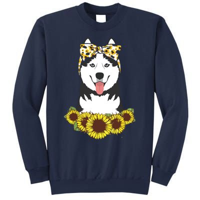 Girl Women Mom Siberian Husky Dog Sunflower Puppy Lover Sweatshirt