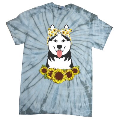 Girl Women Mom Siberian Husky Dog Sunflower Puppy Lover Tie-Dye T-Shirt