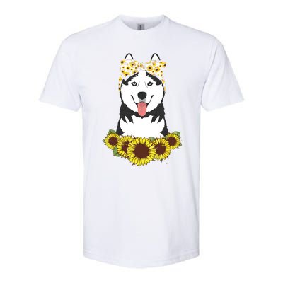 Girl Women Mom Siberian Husky Dog Sunflower Puppy Lover Softstyle CVC T-Shirt