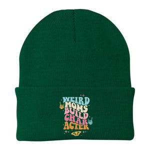 Groovy Weird Moms Build Character, Overstimulated Mom (Back) Knit Cap Winter Beanie