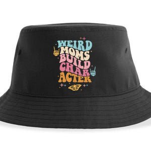 Groovy Weird Moms Build Character, Overstimulated Mom (Back) Sustainable Bucket Hat