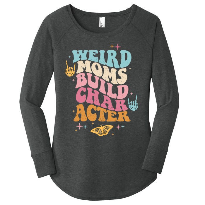 Groovy Weird Moms Build Character, Overstimulated Mom (Back) Women's Perfect Tri Tunic Long Sleeve Shirt