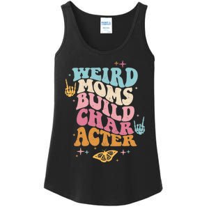 Groovy Weird Moms Build Character, Overstimulated Mom (Back) Ladies Essential Tank