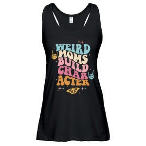 Groovy Weird Moms Build Character, Overstimulated Mom (Back) Ladies Essential Flowy Tank